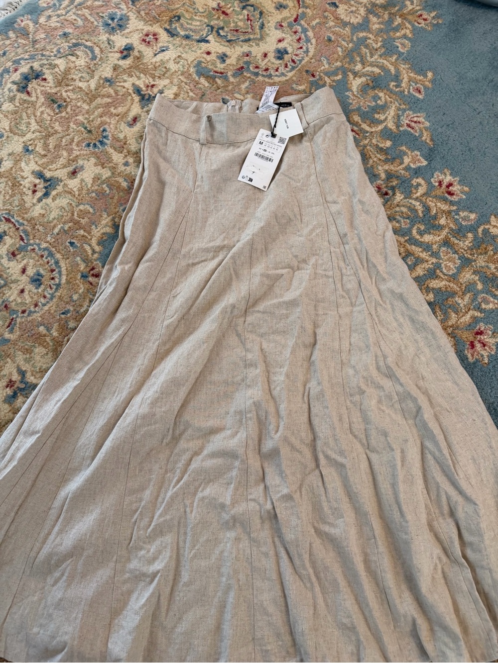 Zara Light Beige Skirt - A-Line Panel Design